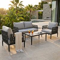 Set da giardino SAINT JOHN antracite con cuscini grigio chiaro