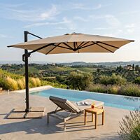 Ombrellone da giardino STEPHENSON 3 × 3 m nero con tela beige