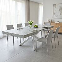 Tavolo allungabile DARREN grigio effetto pietra con struttura bianca 160/240 × 90