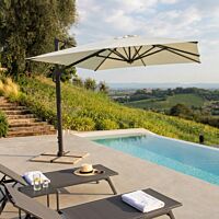 Ombrellone da giardino STEPHENSON 4 × 4 m nero con tela beige