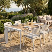 Tavolo da giardino allungabile BROOKLYN 150/200×100 – bianco/antracite – effetto legno – Mobalia