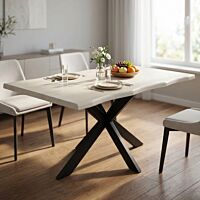 Tavolo FLOYD – bianco effetto legno, struttura nera | Mobalia