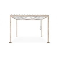 Pergola OCEAN 3,6x6 rustic-bela - pogled od spredaj z odprtimi lamelami

