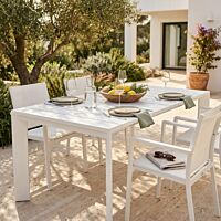 Tavolo da giardino allungabile BROOKLYN 150/200×100 – bianco – Mobalia