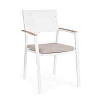 BIZZOTTO Sedia da giardino ZELMAR bianca YK11 con cuscino