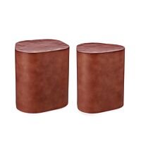 BIZZOTTO set di due tavolini ausiliari rotondi JASLEEN terracotta
