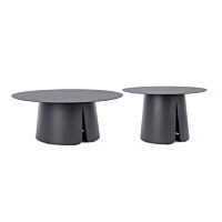 BIZZOTTO Set 2 tavolini rotondi BRYAN antracite – metallo D70+D90