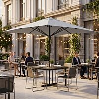 Ombrellone da giardino DENEB P/C 4 × 4 – grigio chiaro, struttura nera