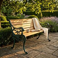 Panchina da giardino LION in ghisa e legno – marrone / antracite