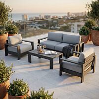 Set da giardino BOA VISTA antracite con cuscini grigi