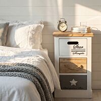 Cassettiera con 3 cassetti BLAS bianco/legno naturale