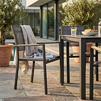 Sedia da giardino CORRIENTES con braccioli – antracite con cuscino – Mobalia