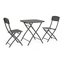 BIZZOTTO Set bistrot pieghevole 3 pezzi YVONNE antracite – metallo