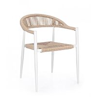 BIZZOTTO Poltrona da giardino JANDIA bianca/beige - impilabile