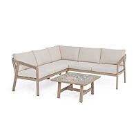 BIZZOTTO set salotto angolare da giardino KALIMERA timber con cuscini