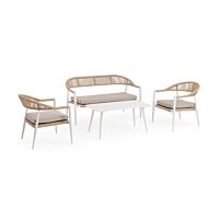 BIZZOTTO Set salotto da giardino SET4 JANDIA BIANCO/BEIGE con cuscini