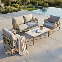 Set da giardino SAINT JOHN beige con cuscini grigi