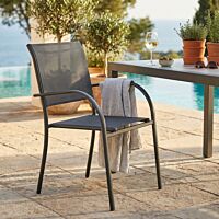 Sedia da giardino STAMFORD con braccioli impilabile – taupe