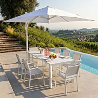 Ombrellone da giardino STEPHENSON 4 × 4 m bianco con tela bianca