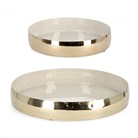 BIZZOTTO SET2 VASSOIO DECORATIVO VELMA TO ORO BEI