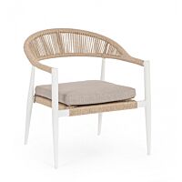 BIZZOTTO Poltrona da giardino JANDIA bianca/beige con cuscino