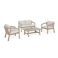 BIZZOTTO set da giardino KALIMERA Timber 4 pezzi con cuscini