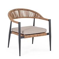 BIZZOTTO Poltrona da giardino JANDIA antracite/naturale con cuscino