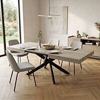 Tavolo allungabile DARREN naturale con venature e struttura nera 160/240 × 90