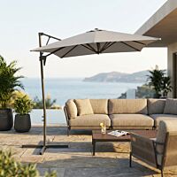 Ombrellone da giardino ALTAIR con palo laterale 2 × 3 m, grigio chiaro, struttura nera