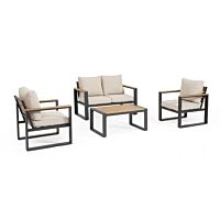 BIZZOTTO Set da giardino LEANDRO antracite-beige con cuscini