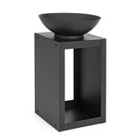 BIZZOTTO braciere da giardino EFESTO nero 38 × 38 con base portalegna