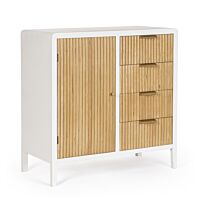 BIZZOTTO credenza con 1 anta e 4 cassetti CHARLEY bianco–naturale