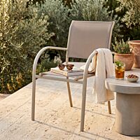 Sedia da giardino STAMFORD con braccioli impilabile – tortora