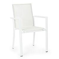 BIZZOTTO Sedia da giardino KONNOR bianca con braccioli - 0662740