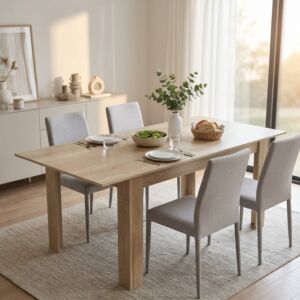 Tavolo allungabile EMMET naturale con venature 140/190 × 90