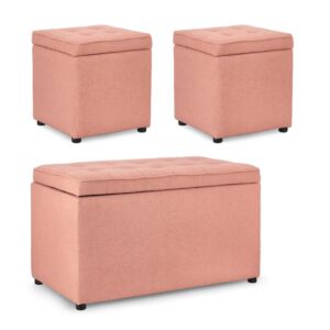 BIZZOTTO set panca e 2 pouf contenitore DERRICK blush