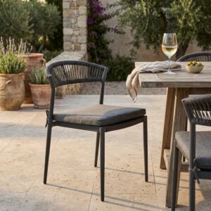 Sedia da giardino CORRIENTES senza braccioli – antracite con cuscino – Mobalia