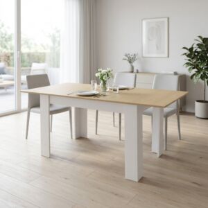 Tavolo da pranzo allungabile ARCHIBALD 120/160×80 – beige/bianco