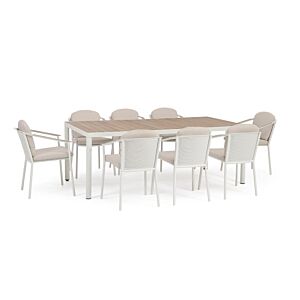 BIZZOTTO Set da pranzo da giardino SET tavolo + 8 sedie ULISES VAPOR YK15 con cuscini