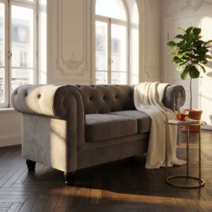DIVANO 2 POSTI CHESTERFIELD IN VELLUTO TAUPE