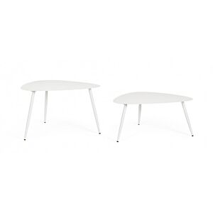 BIZZOTTO Set 2 tavolini YVONNE SAGOM bianchi – metallo