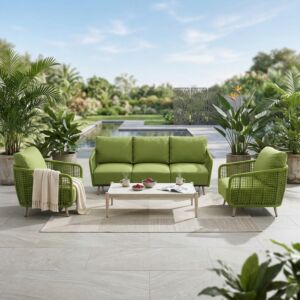Set salotto da giardino BANES 3 verde con cuscini