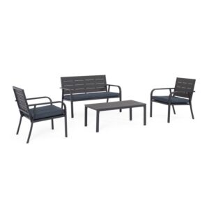 BIZZOTTO set lounge da giardino Nixie bianco con cuscini – 5 pezzi