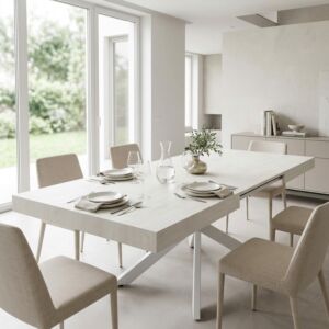 Tavolo allungabile DARREN bianco effetto legno 160/240 × 90 cm