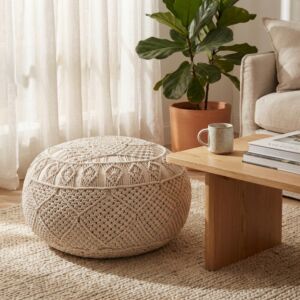 Pouf decorativo ZOUMI bianco
