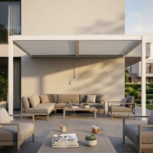 Pergola bioclimatica 4 × 2,5 m addossata