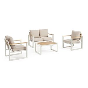 BIZZOTTO Set da giardino SET4 LEANDRO bianco-beige con cuscini
