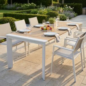 Tavolo da giardino allungabile BROOKLYN 200/250×100 – bianco/antracite – effetto legno – Mobalia
