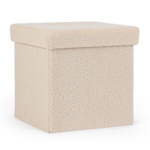 Pouf contenitore BIZZOTTO JORIS in tessuto bouclé, beige