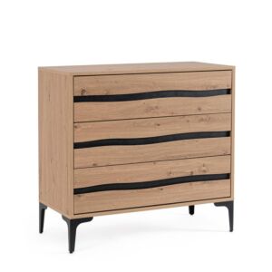 BIZZOTTO cassettiera MELYS 3 cassetti naturale–nero 80 × 40 × 78 cm
